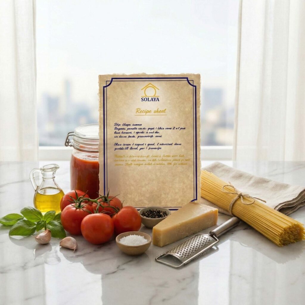 Italian welcome kit and recipe book for holiday home guests