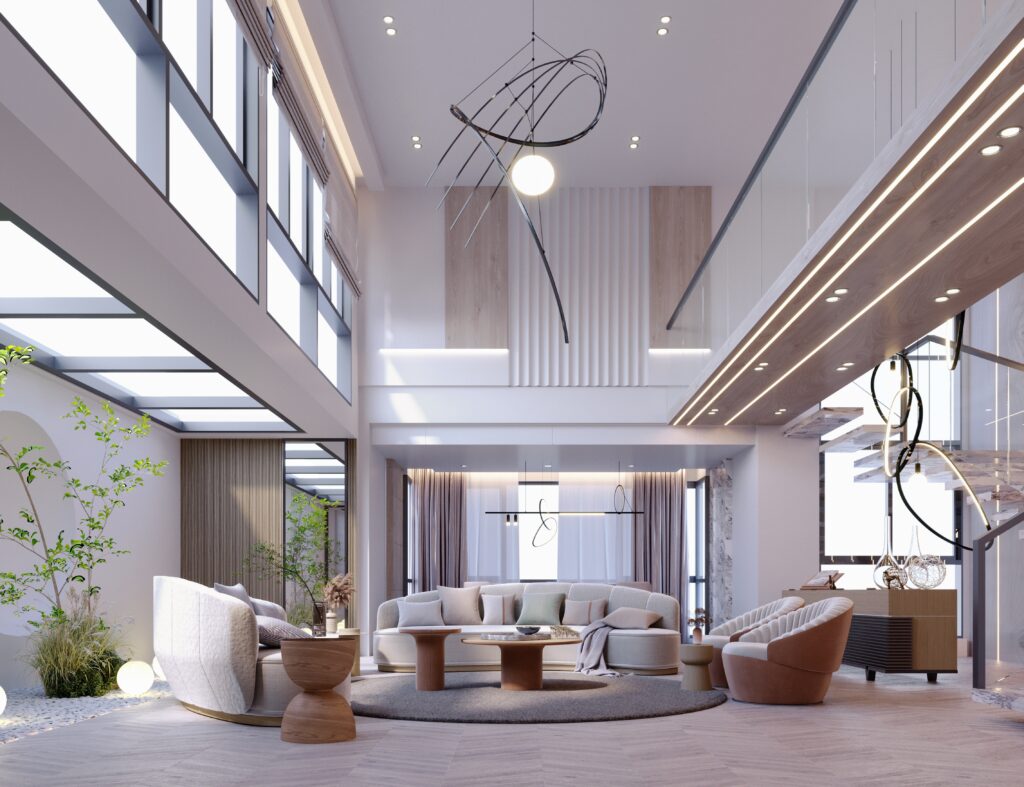 Rendering living room's interior design