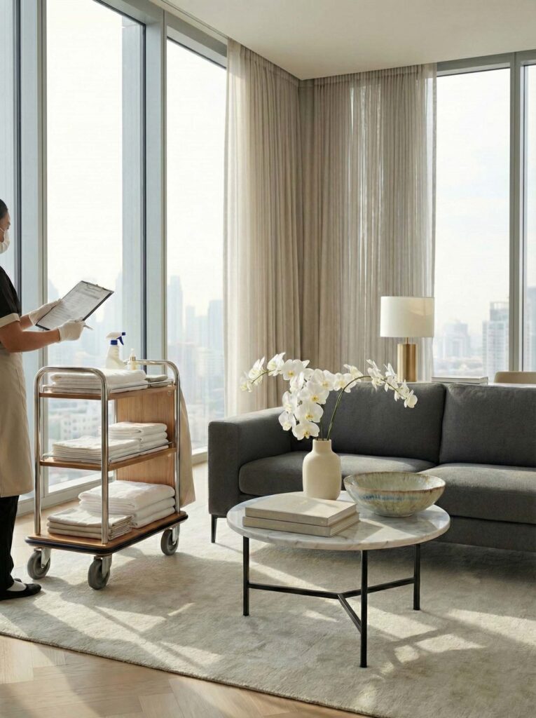 Gestione Airbnb completa il nostro team che svolge le procedure di pulizia in Dubai